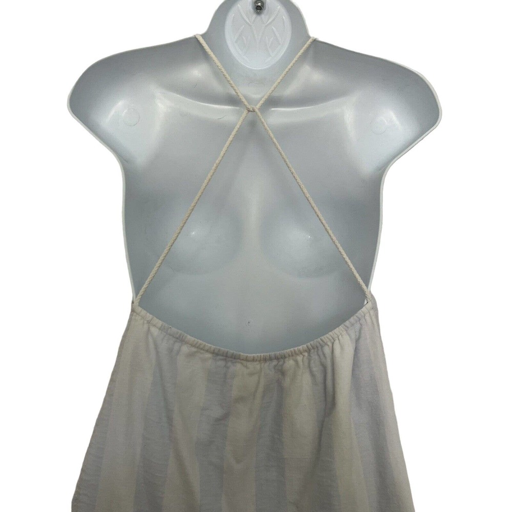 🌵 Mustard Seed Blue & White Striped Ruffled Lined Backless Halter Dress - Small - Picture 6 of 7